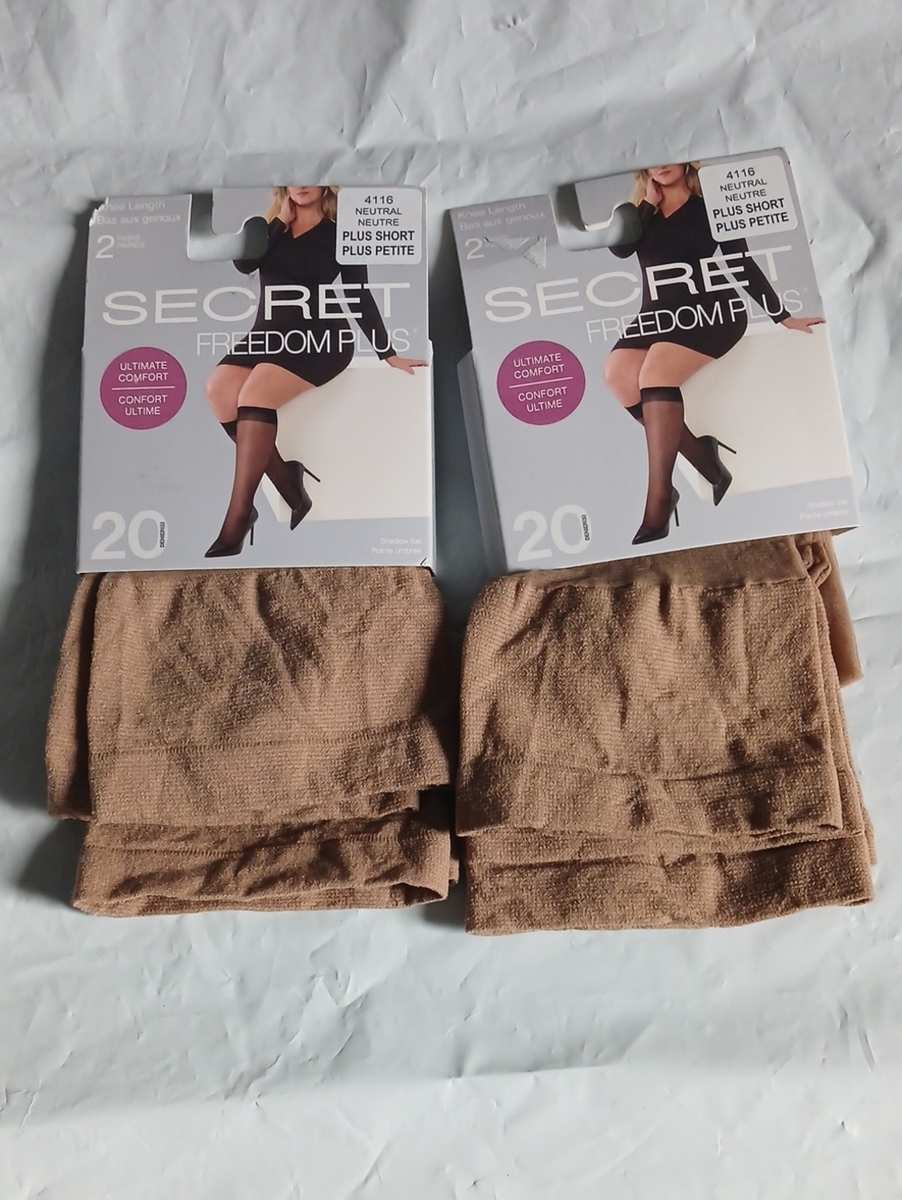 Two Freedom Plus Short Sheer Knee Highs in Neutral (2-Pack)